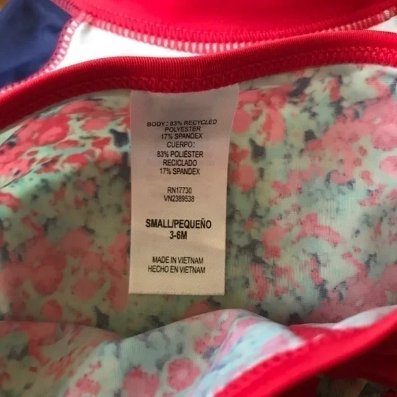 Cat & Jack Baby Girl Rash Guard Set Floral Anchor Swim 3-6M Nautical - Picture 5 of 5